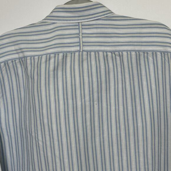 Banana Republic Classic XXL Tall Linen Cotton Shirt Blue White Stripe Long Sleev - Picture 10 of 13